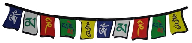 Vinyl Sticker Tibetan Flag: Om Mani Padme Hum Mantra Chant For Wall, Door, Window Or Car (12301C)