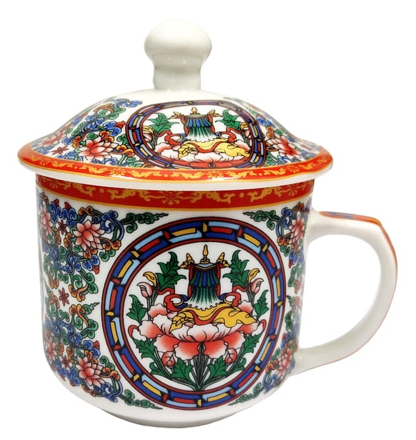 Porcelain Oriental Tea Cup With Lid 'Spring Saga' (11799C)