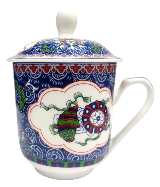 Porcelain Oriental Tea Cup With Lid 'Nature Magic' (11799E)