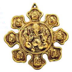 Metal Statue Ashta-Vinayak (8 Avatars of Ganesha): Gold Finish Wall Hanging Idol For Home Temple Or Decoration (11547A)