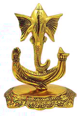 Metal Idol Blessing Ganesha: Gold Finish Decorative Statue For Home Temple, Decoration, Or Gifting (12773)