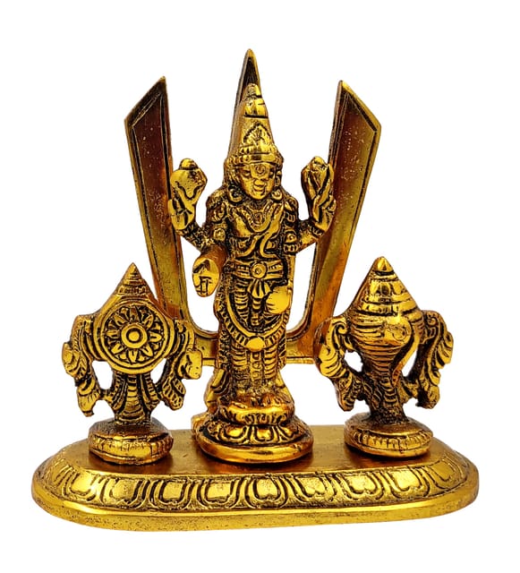 Metal Idol Tirupathi Balaji Venkateswara With Shankha Chakra Tilak: Collectible Statue For Home Temple (12774)