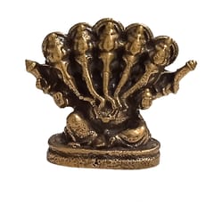 Rare Miniature Brass Idol Panchmukhi Ganesha, Unique Avatar of Ganapati With 5 Faces: Collectible Statue With Detailed Very Fine Workmanship  (12698Z12)