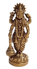 Rare Miniature Brass Idol Standing Vishnu: Collectible Statue With Detailed Very Fine Workmanship  (12698Z14)