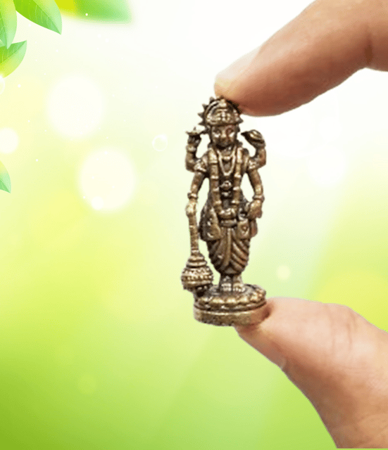 Rare Miniature Brass Idol Standing Vishnu: Collectible Statue With Detailed Very Fine Workmanship  (12698Z14)