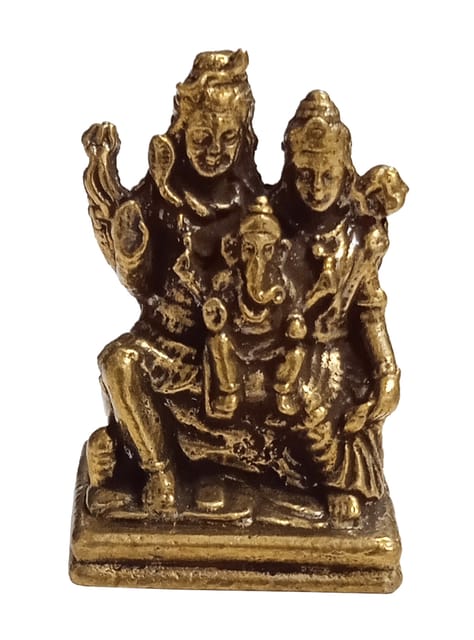 Rare Miniature Statue Lord Shiva Family (Mahadev, Parvati & Ganesha): Unique Collectible Gift (12698Z15)