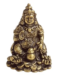 Rare Miniature Brass Statue Kubera (Hindu God Of Wealth & Prosperity): Unique Collectible Kuber Vaisravana Sarvanubhuti Idol (12698Z16)