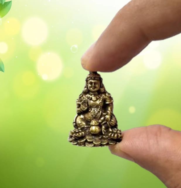 Rare Miniature Brass Statue Kubera (Hindu God Of Wealth & Prosperity): Unique Collectible Kuber Vaisravana Sarvanubhuti Idol (12698Z16)