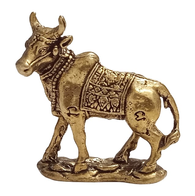 Rare Miniature Brass Statue Nandi (Mount of Lord Shiva): Unique Collectible Idol (12698Z17)