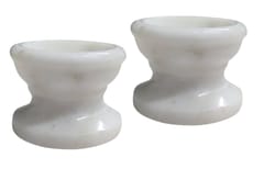 Marble Diya Set Of Two With Stand: Classic Hourglass Design Deepak Oil Lamps For Home Temple (11896A)