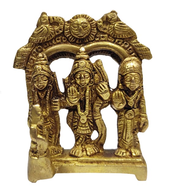 Brass Statue Ram Darbaar: Rama, Sita, Lakshman, Hanuman (11429)