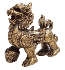 Rare Miniature Brass Figurine Chinese Dragon Pixiu Piyao: Collectible Statue With Detailed Very Fine Workmanship (12699J)