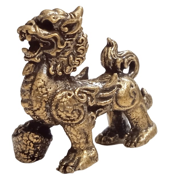 Rare Miniature Brass Figurine Chinese Dragon Pixiu Piyao: Collectible Statue With Detailed Very Fine Workmanship (12699J)