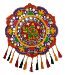 Cotton Wall Hanging Door Decor: Heavy Emroidery Decorative Fabric Piece With Tassles (12776)