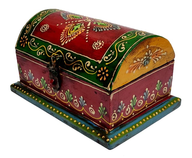 Wooden Treasure Box: Colorful Handpainted Pirate Chest Design Trunk For Jewellery, Bills, Makeup Or Trinkets (10101a)