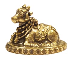 Rare Miniature Brass Figurine Nandi Bull, Mount Vahana Of Siva Mahadev: Collectible Statue With Detailed Very Fine Workmanship (12698Z19)