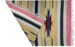 All-Season Area Rug / Carpet / Dhurrie in Wool - "Light Burst": Handwoven by master artisans in Medium Size,6 Squre ft (10067e)