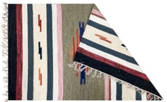 All-Season Area Rug / Carpet / Dhurrie in Wool - : Handwoven by master artisans in Medium Size (3 ft*2 ft or 6 Squre ft (10067J)