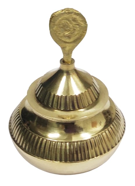 Metal Sindoor Kumkum Box: Small Container For Storing Sindoor, Kumkum, Chandan With Application Stick (12352E)