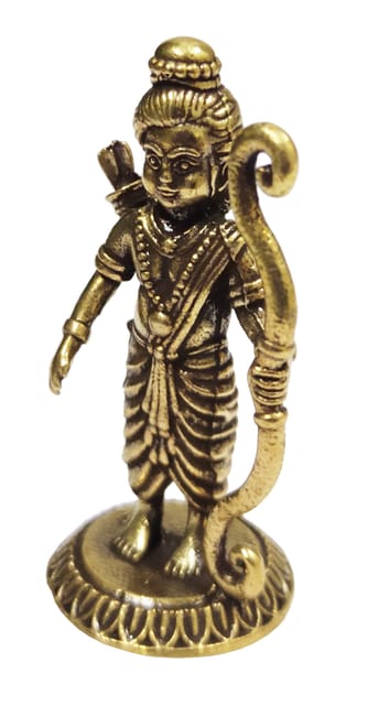 Rare Miniature Brass Statue Ram Maryada Puruṣottama Bhagwan Rama: Collectible Idol With Detailed Fine Workmanship (12698Z21)