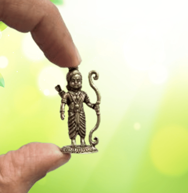 Rare Miniature Brass Statue Ram Maryada Puruṣottama Bhagwan Rama: Collectible Idol With Detailed Fine Workmanship (12698Z21)