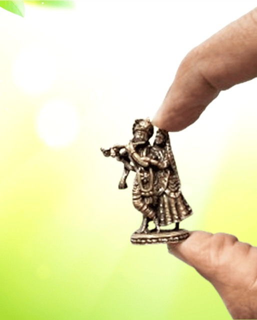 Rare Miniature Brass Statue Radha Krishna: Collectible Idol With Detailed Fine Workmanship (12698Z24)
