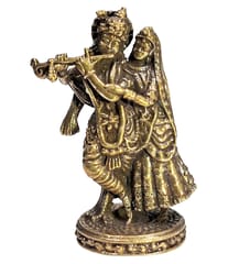 Rare Miniature Brass Statue Radha Krishna: Collectible Idol With Detailed Fine Workmanship (12698Z24)