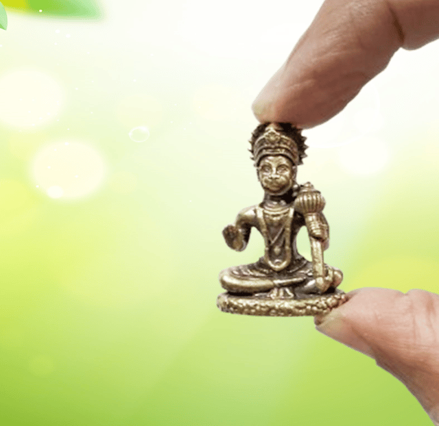 Rare Miniature Brass Statue Ashirwad Hanuman: Collectible Idol With Detailed Fine Workmanship (12698Z25)
