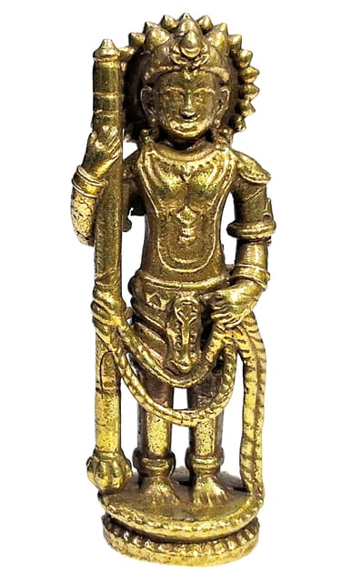 Rare Miniature Brass Statue Vel Murugan (Kartikeya): Collectible Idol With Detailed Fine Workmanship (12698Z26)