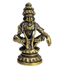 Rare Miniature Brass Statue Sabarimala Swami Ayyappan: Collectible Idol With Detailed Fine Workmanship (12698Z27)