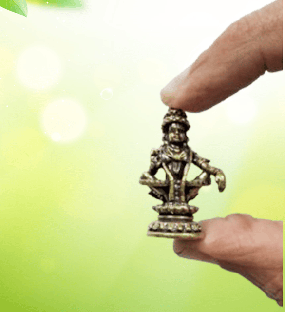 Rare Miniature Brass Statue Sabarimala Swami Ayyappan: Collectible Idol With Detailed Fine Workmanship (12698Z27)