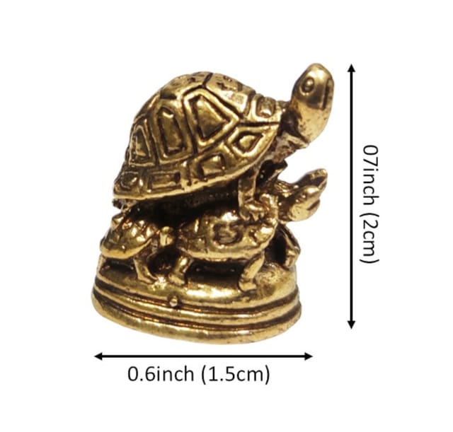Rare Miniature Brass Tortoise Turtle Family Of 5: Collectible Idol With Detailed Fine Workmanship (12699S)