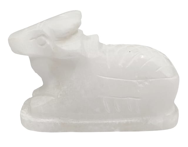 Stone Idol Nandi: Mount Of Shiva Parvati, White (12472A)