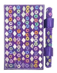 Paper Diary and Pen: Handmade Pocket Journal with Mirror-work Cover, Purple (11748)