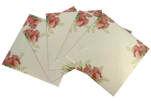Designer Paper Envelopes 'Morning Mist': Pack Of 5 For Letters Notes Greeting Cards Or Shagun Money Gift, 4*4 inches (12440D)