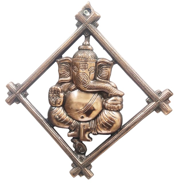 Elegant Metal Wall Hanging Ganesha: Ganapathi Vinayak Plaque (12682)