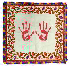 Cotton Table Cloth Wall Hanging Aasan Mat: Kanku Paglaga, Perfect Cloth To Preserve A Newborn's Or Bride's Footprints, Square (12448A)
