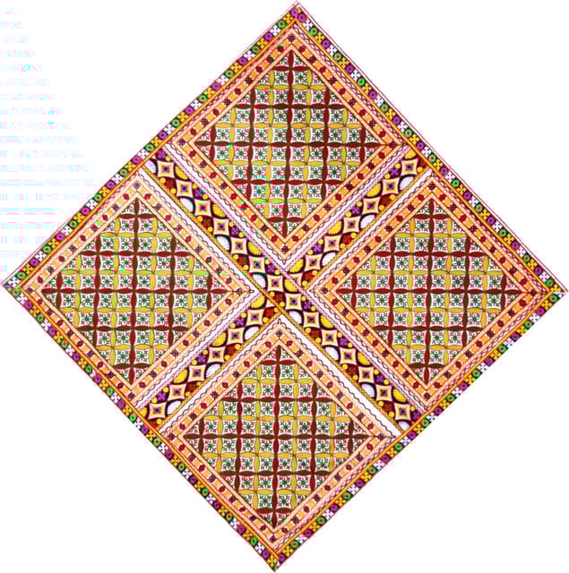 Cotton Tapestry 'Jungle Jamboree': Vintage Embroidery Table Cover Or Wall Hanging (11363B)