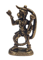 Rare Miniature Brass Statue Sanjeevani Hanuman Pavan Putra Bajrangbali Anjanya: Collectible Idol With Detailed Fine Workmanship (12698Z30)