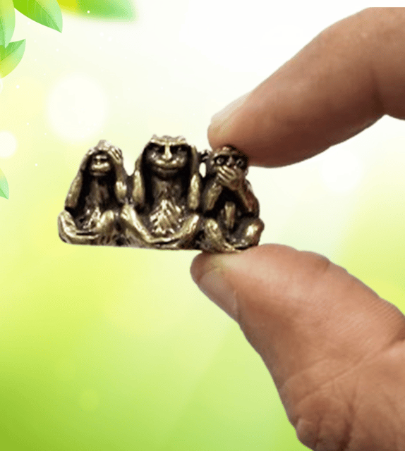 Rare Miniature Brass Figurine Three Monkeys: Collectible Idol With Detailed Fine Workmanship (12699T)