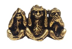 Rare Miniature Brass Figurine Three Monkeys: Collectible Idol With Detailed Fine Workmanship (12698T)