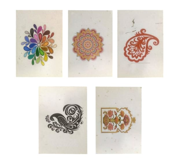 Plantable Seed Paper Plain Cards: Pack Of 5 Eco Friendly Bio-degradable Cards, Mixed Designs (12693F)
