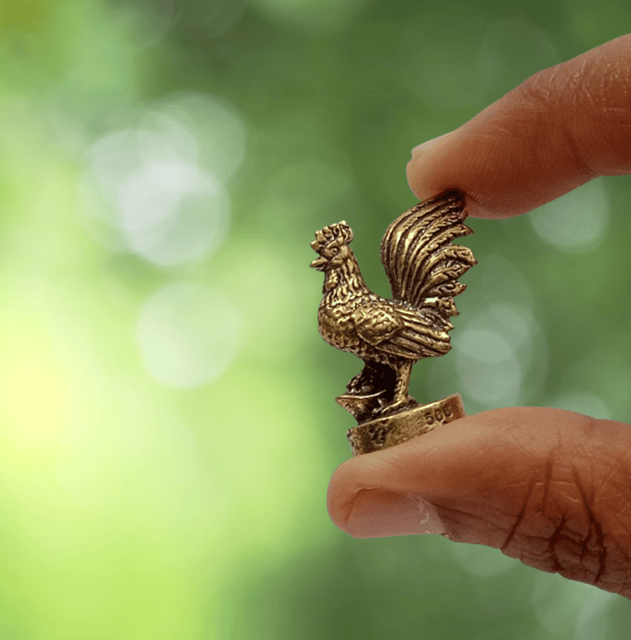 Rare Miniature Brass Figurine Cock Rooster: Collectible Statue With Detailed Very Fine Workmanship (12699F)