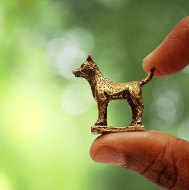 Rare Miniature Brass Figurine Dog: Collectible Statue With Detailed Very Fine Workmanship (12699G)