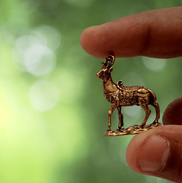 Rare Miniature Brass Figurine Deer: Collectible Statue With Detailed Very Fine Workmanship (12699H)