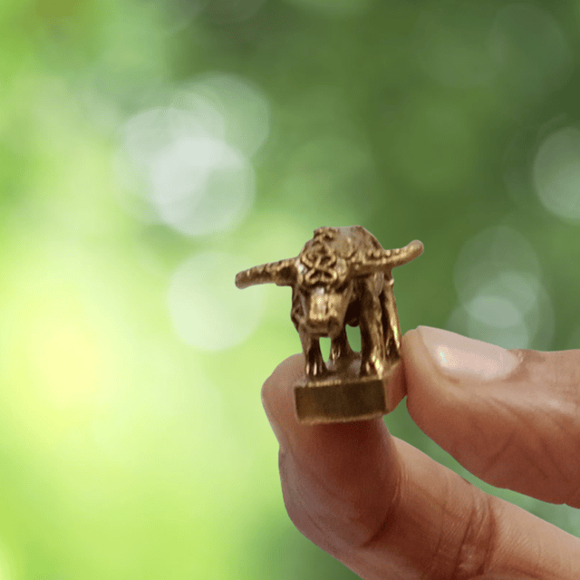 Rare Miniature Brass Figurine Water Buffalo: Collectible Statue With Detailed Very Fine Workmanship (12699I)