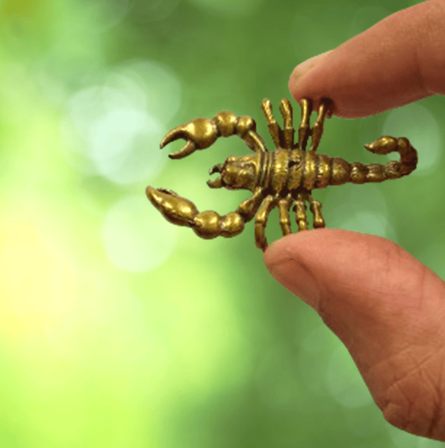 Rare Miniature Brass Figurine Scorpio Bichu Bichchu: Collectible Statue With Detailed Very Fine Workmanship Beach Souvenir (12699M)