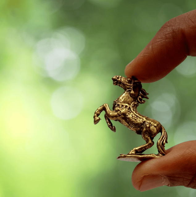 Rare Miniature Brass Figurine Rearing Horse: Collectible Statue With Detailed Very Fine Workmanship (12699L)