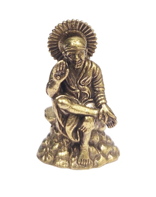 Rare Miniature Brass Idol Shridi Sai Baba Sairam Sainath: Collectible Statue With Detailed Fine Workmanship (12698Z33)