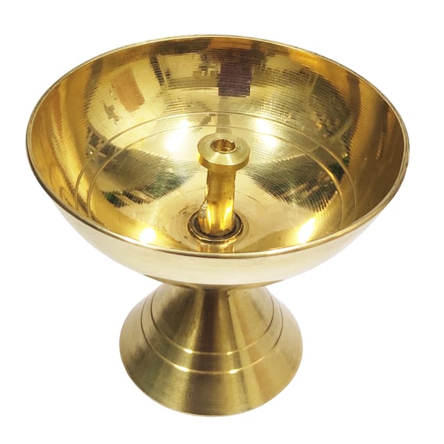 Brass Oil Lamp Diya: Long Lasting Festival Deepam, Large Size (12286A)